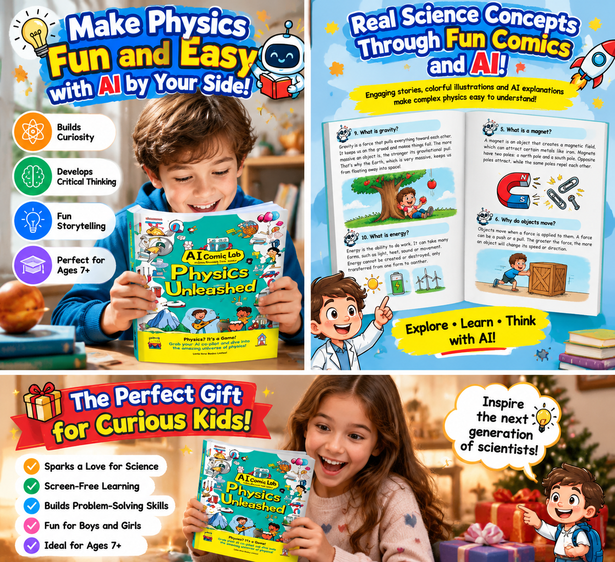 Kids' Science Comic Books – Fun Physics & Chemistry Learning Set (Ages 7+)
