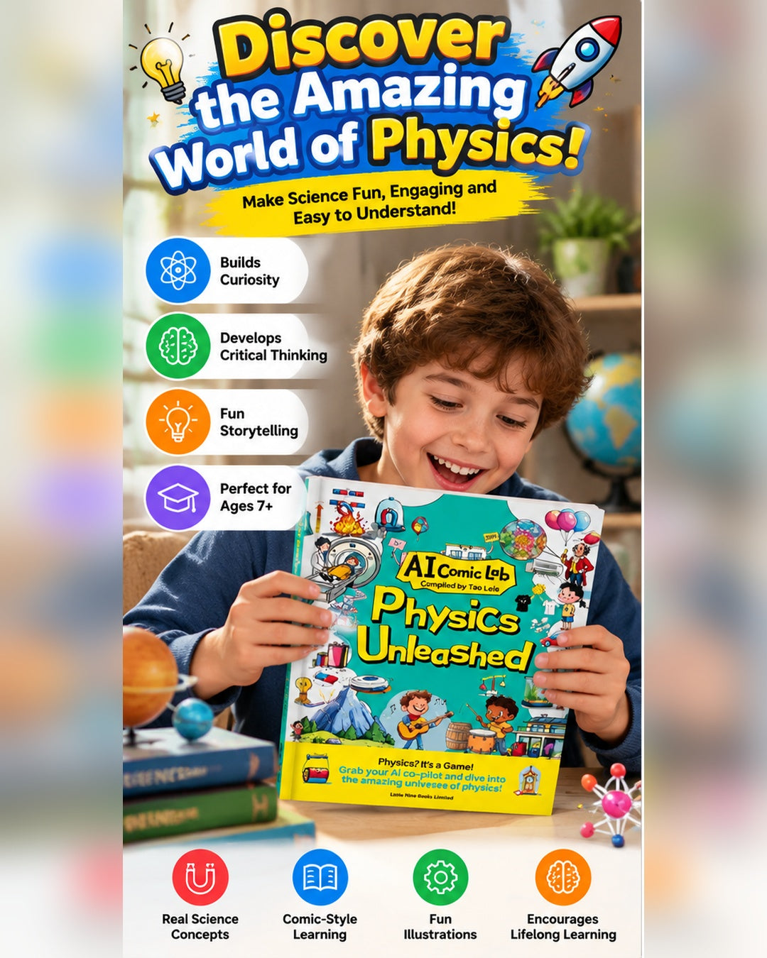 Kids' Science Comic Books – Fun Physics & Chemistry Learning Set (Ages 7+)